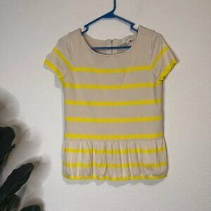 Ann Taylor Loft yellow and cream striped wool blend peplum top Large